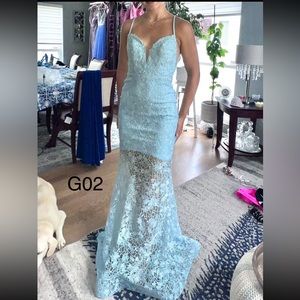 Ice blue Morrell Maxi prom dress